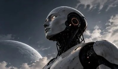 Cinematic portrait of a humanoid robot